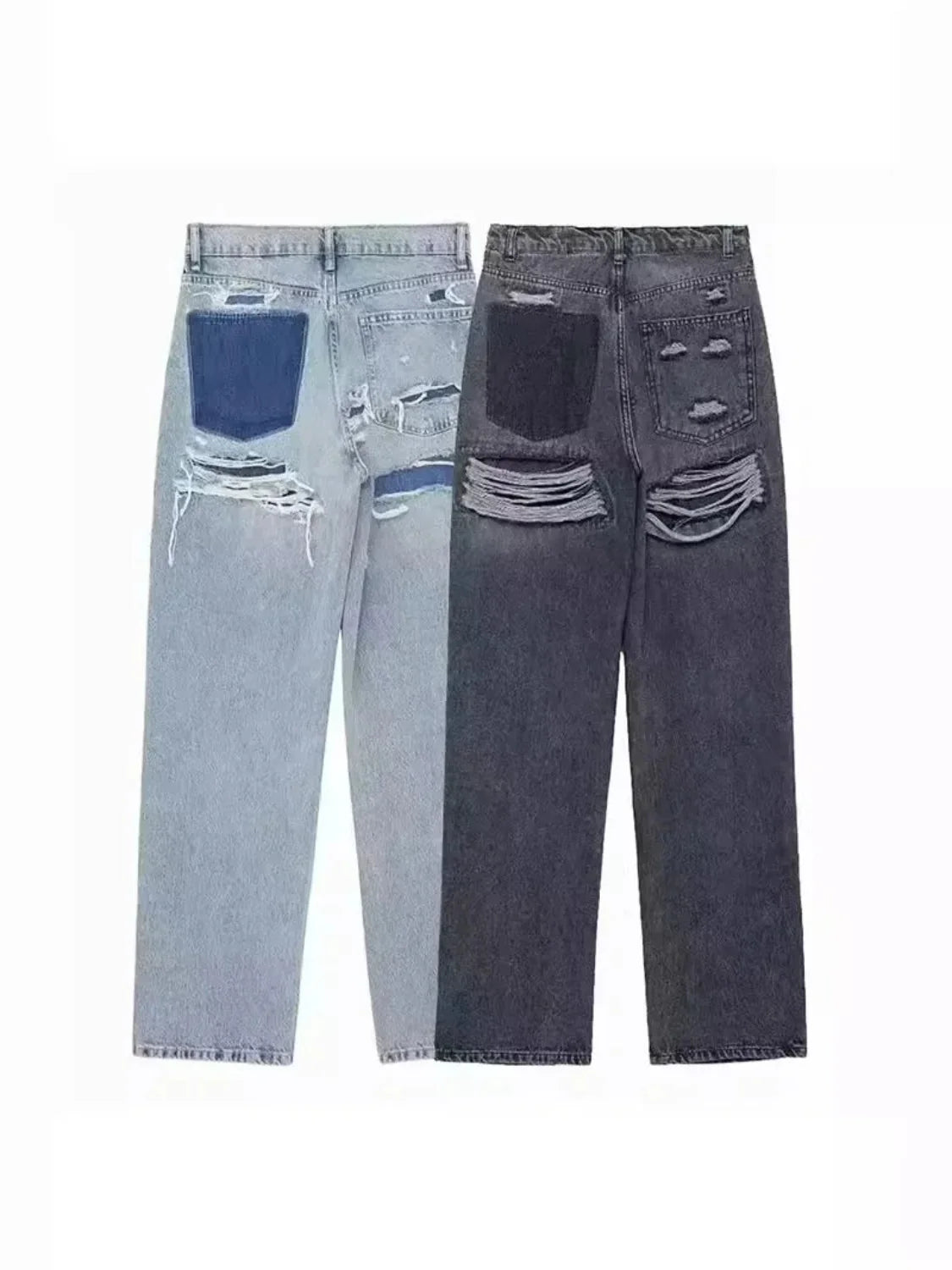 JARA | Rippede jeans med høy midje i denim